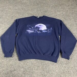VTG Jerzees Sweatshirt Adult Medium M Blue Eagle Outdoors Nature Retro 90s USA‎